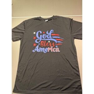 Armored Sportswear Mens God Bless America Graphic T-Shirt Black Size L Patriotic
